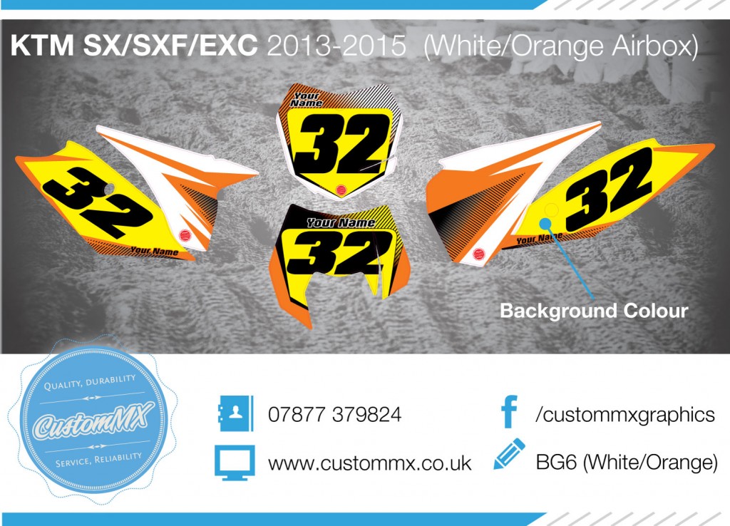 BG6 Series – KTM SX SXF EXC EXC-F Backgrounds Kit (with Airbox Decals ...