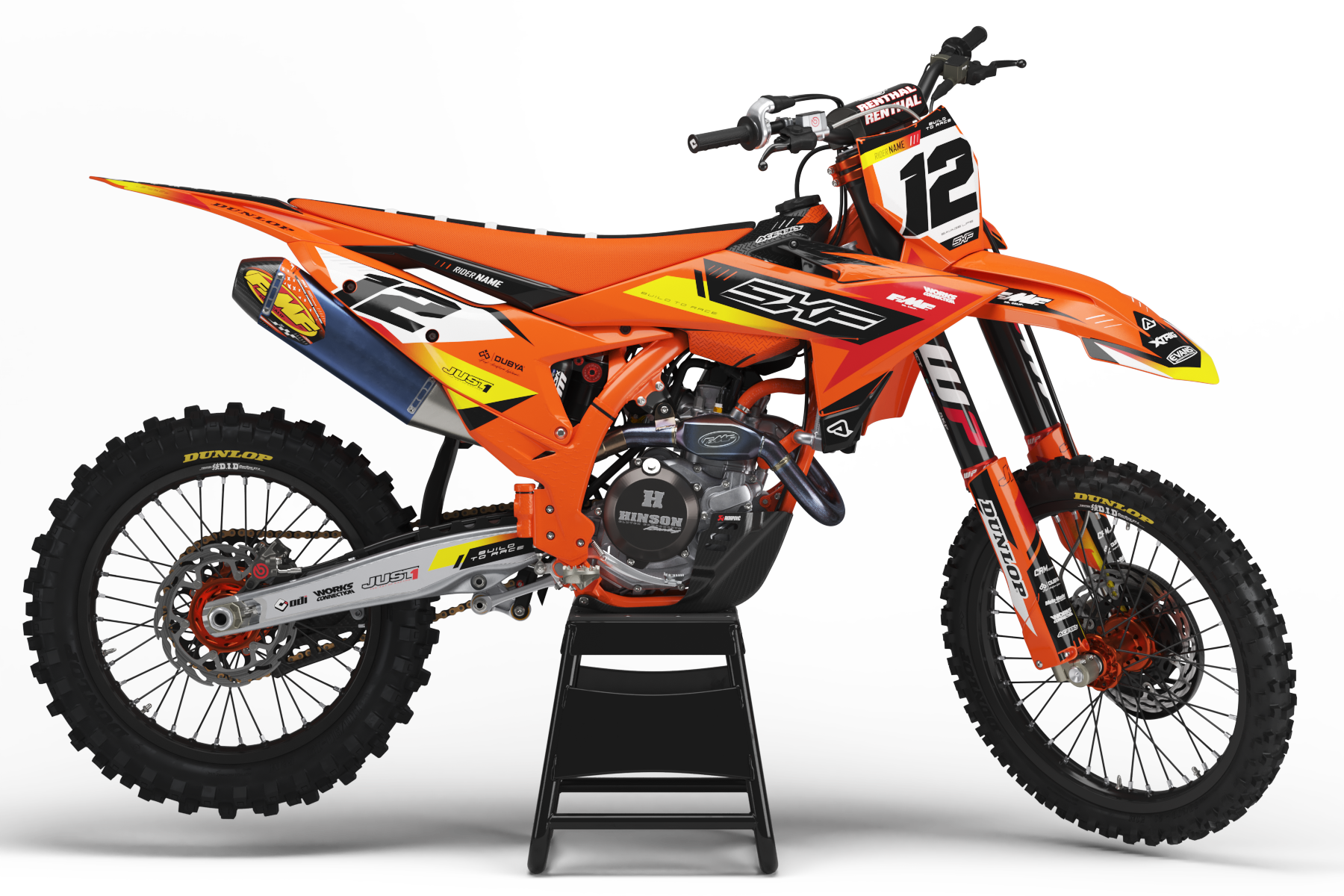 Custom MX Graphics Kit For KTM SX/SXF/EXC/EXCF/XC/XCW 125-500 – Prime Black/Orange