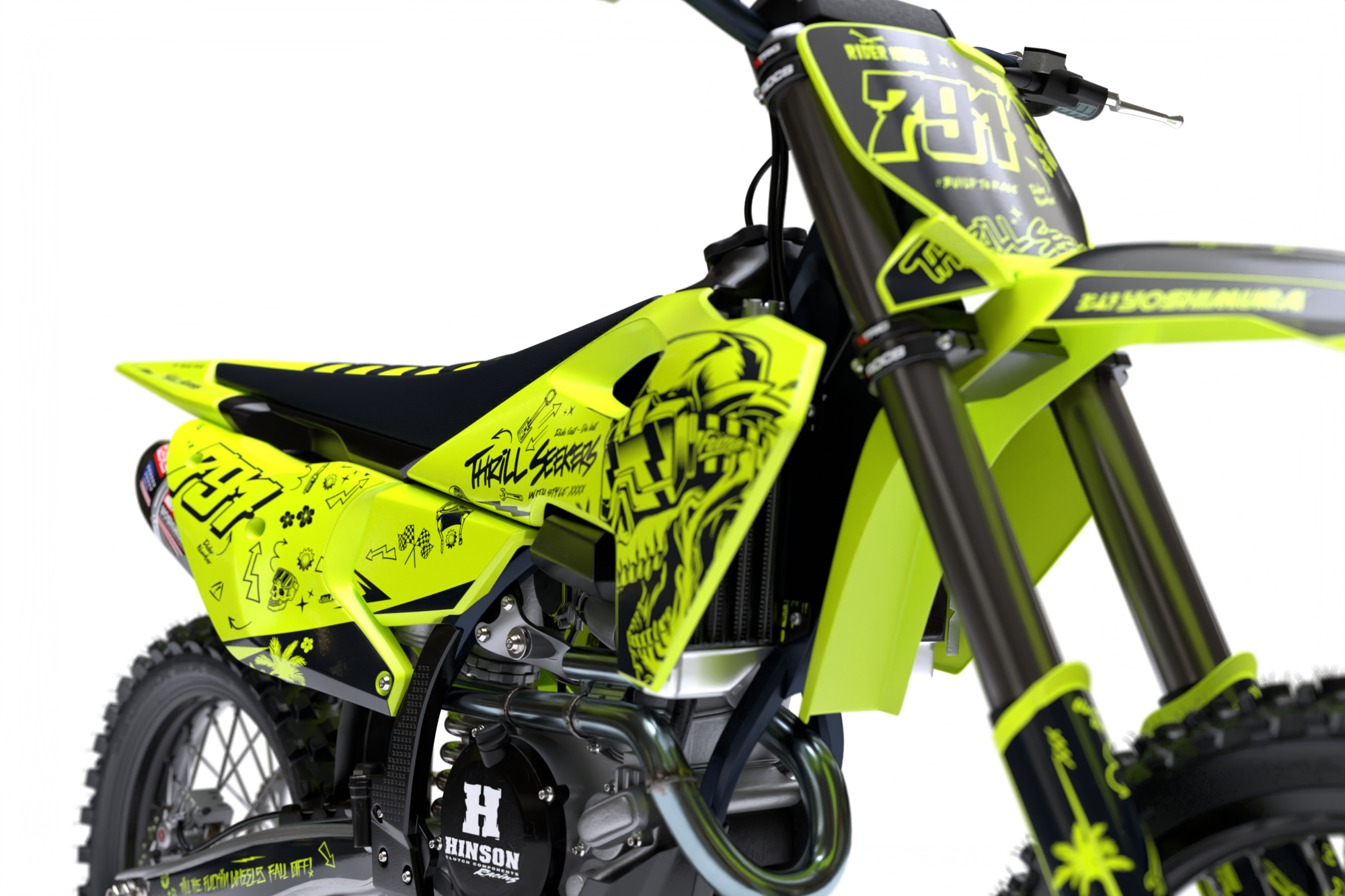 Austin (Fluorescent Yellow) Series - Husqvarna TE / FC / FE / WR / CR / TC Full Graphics Kit - Image 7