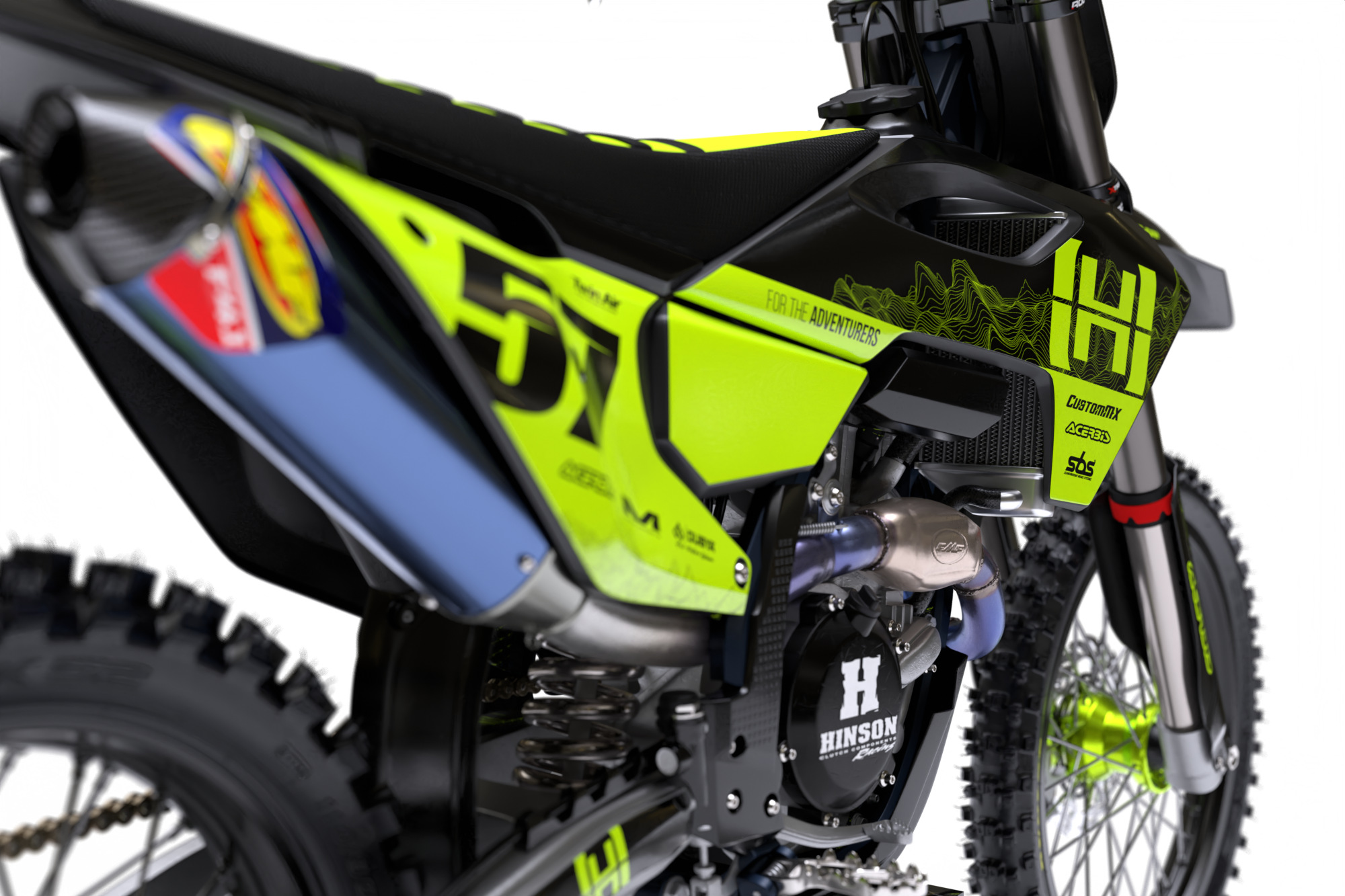 EnduroPro (Fluorescent Yellow) Series - Husqvarna TE / FC / FE / WR / CR / TC Full Graphics Kit - Image 5