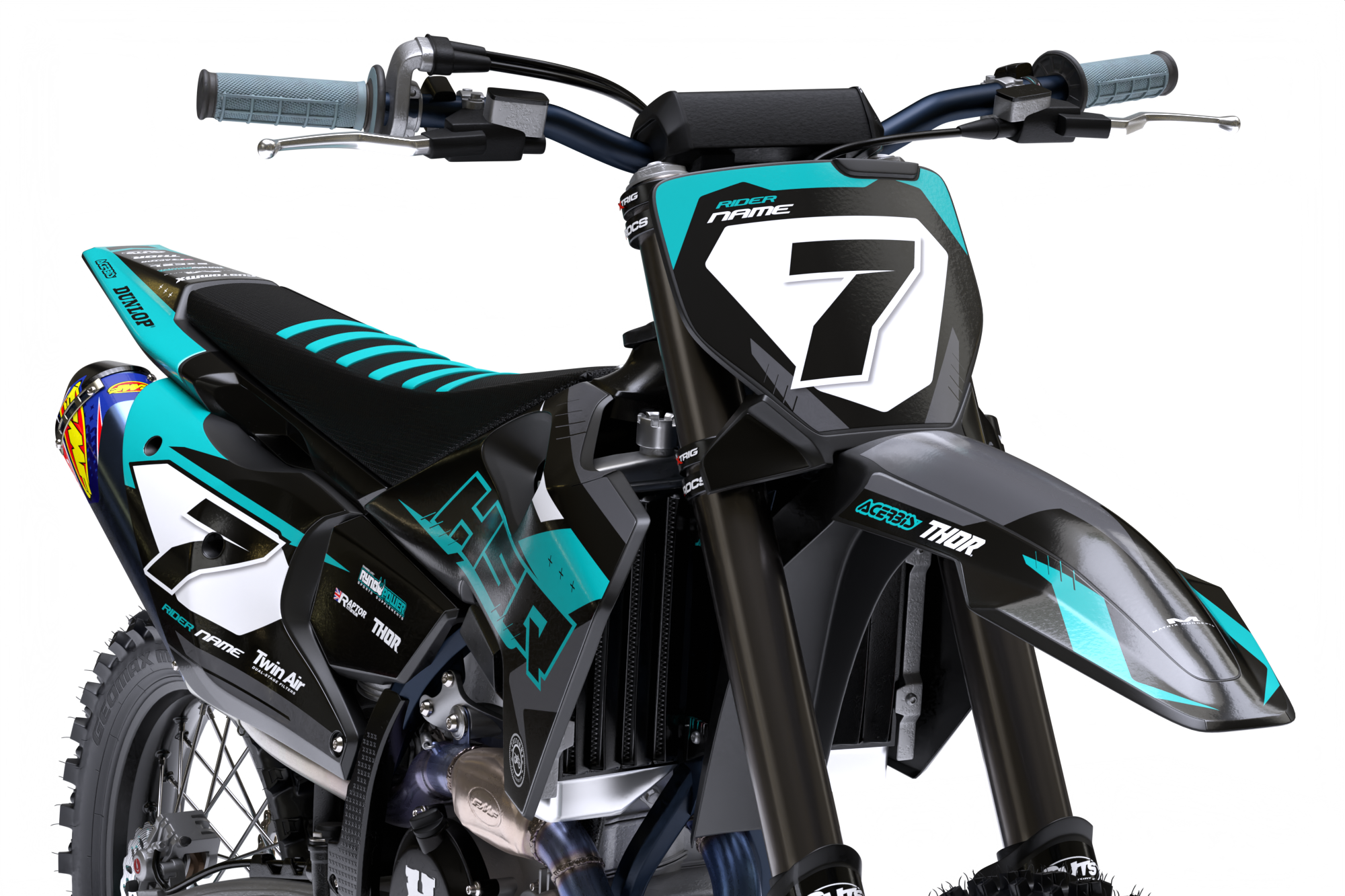 Manchester (Teal) Series - Husqvarna TE / FC / FE / WR / CR / TC Full Graphics Kit - Image 3