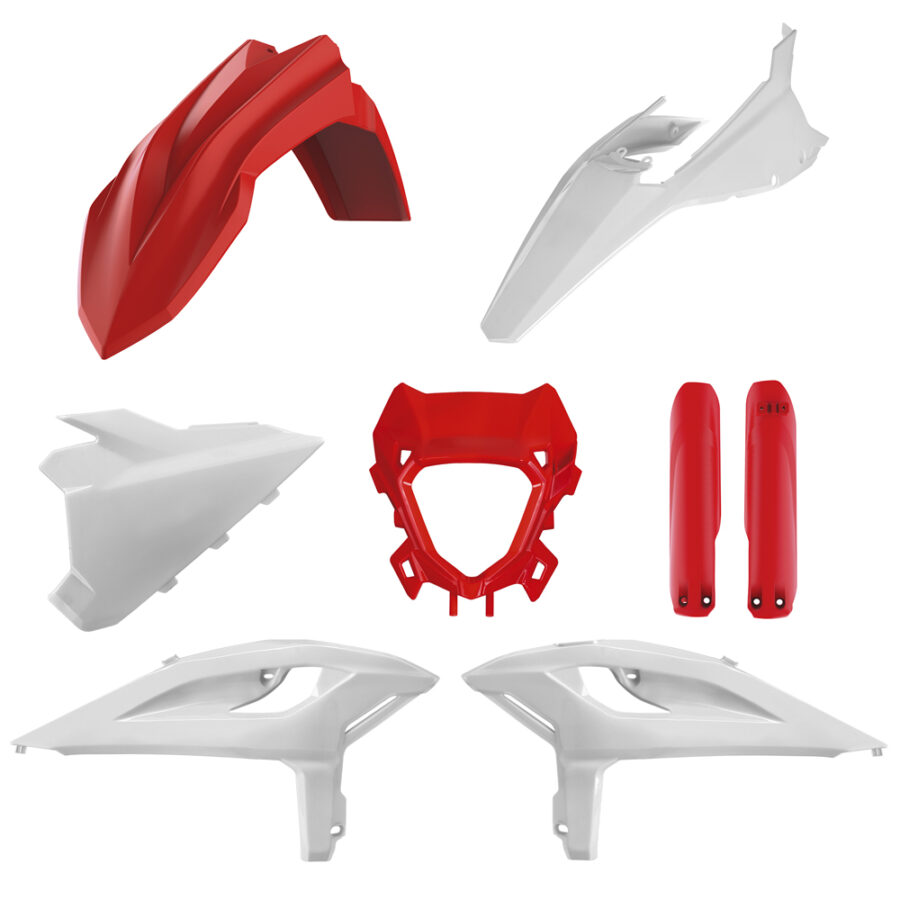 BOX KIT INC FORK GUARDS BETA 125-480RR/X-PRO 25-26 RED/WHITE OEM 25