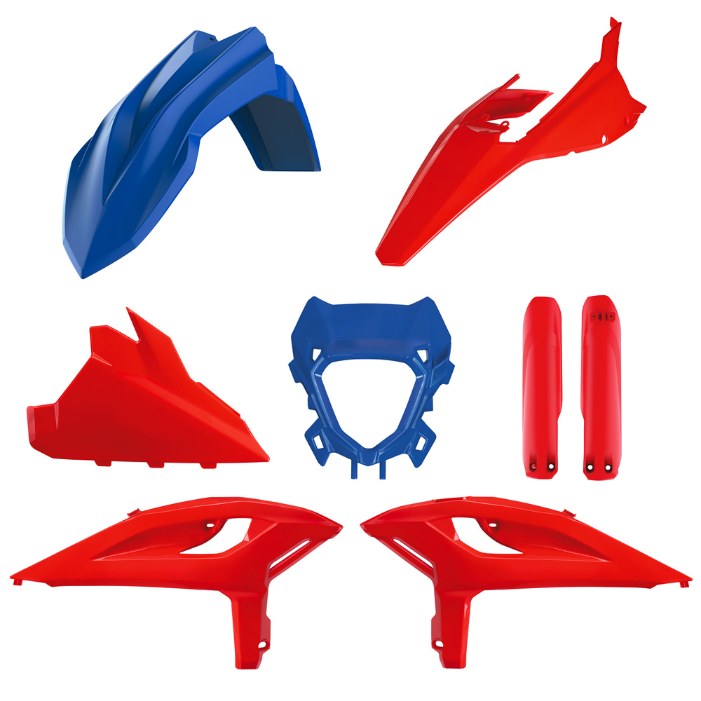 BOX KIT INC FORK GUARDS BETA 125-480RR/X-PRO 25-26 RED/BLUE OEM 25 RACING MODELS