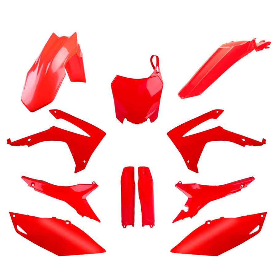 BOX KIT INC FORK GUARDS HONDA CRF250R 14-17, CRF450R 13-16 RED