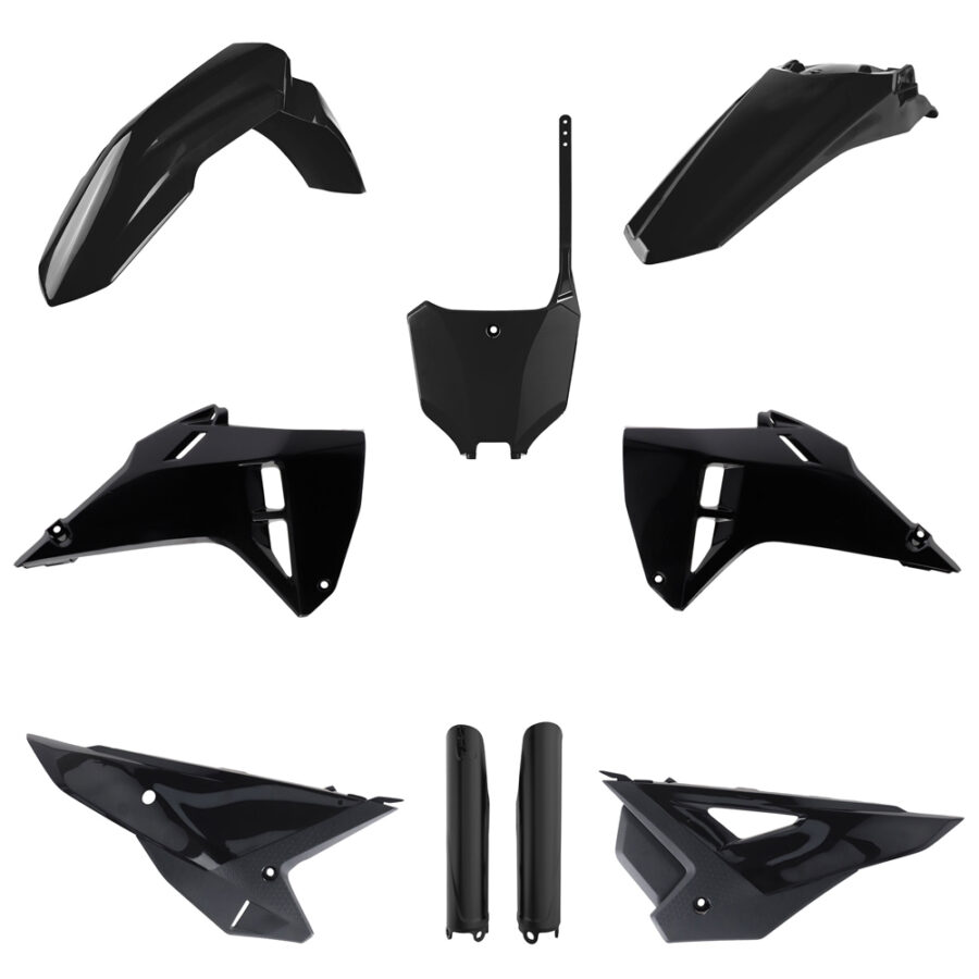 BOX KIT INC FORK GUARDS HONDA CRF250R 2025, CRF450R 2025 BLACK