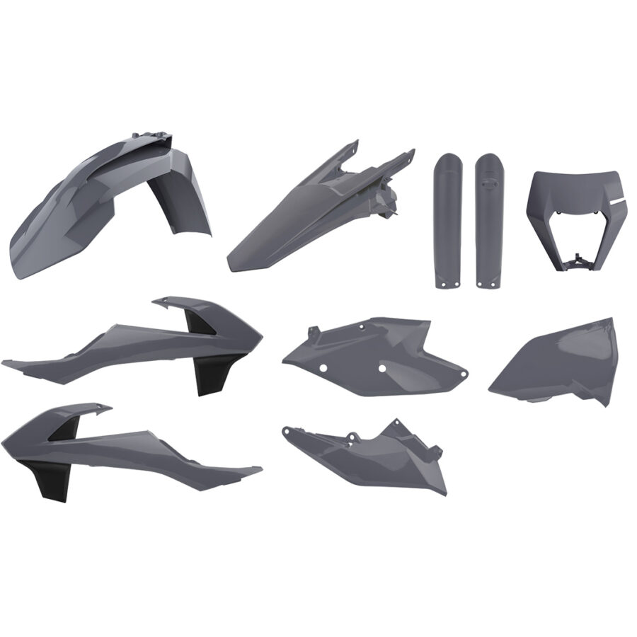 BOX KIT ENDURO INC FORK GUARDS & HEADLIGHT MASK KTM EXC/EXC-F 17-19 NARDO GREY