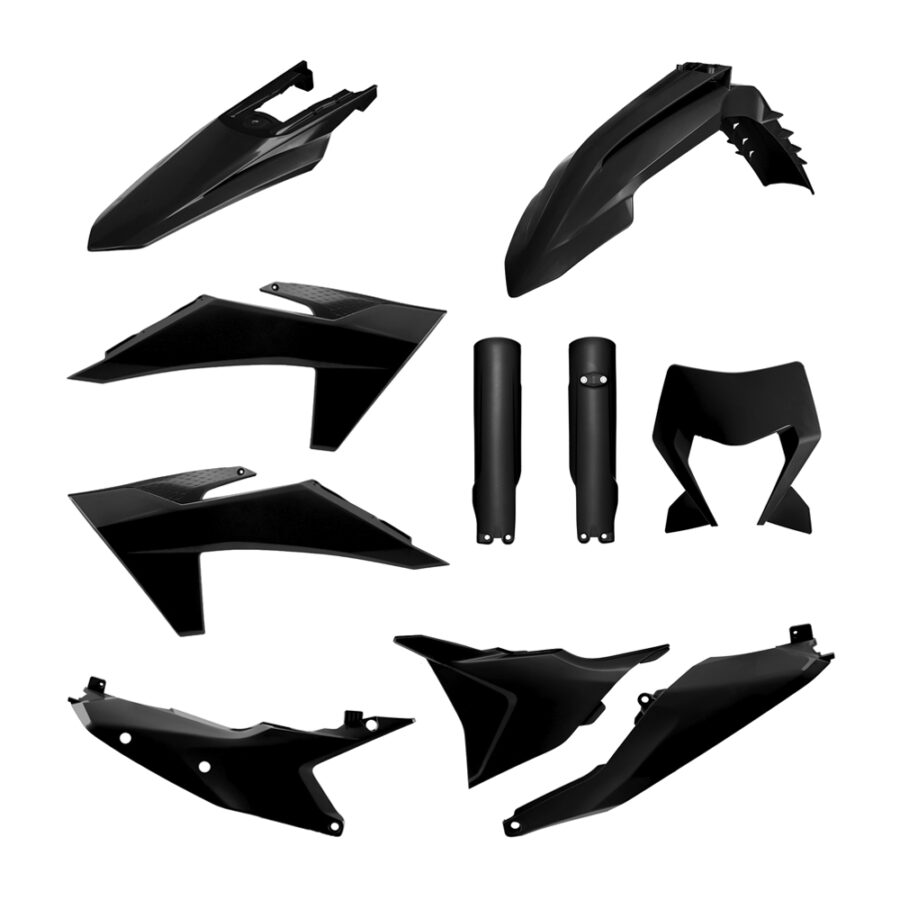 BOX KIT ENDURO INC FORK GUARDS & HEADLIGHT MASK KTM EXC/EXC-F 24-25 BLACK