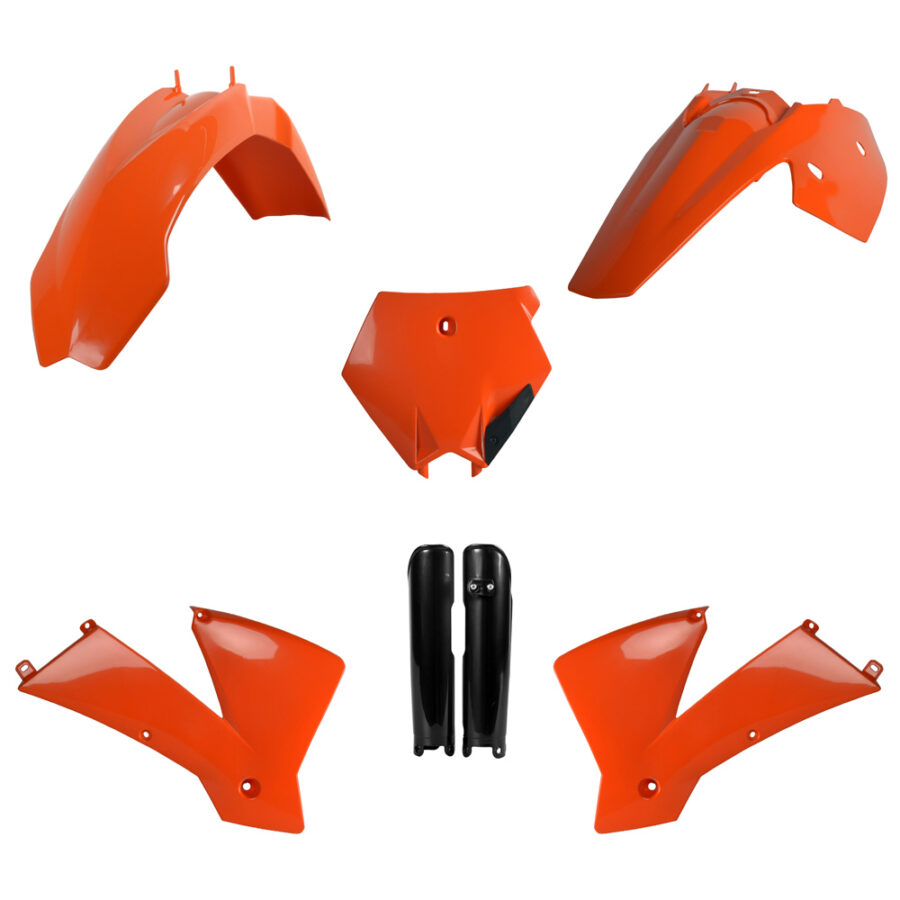 BOX KIT INC FORK GUARDS KTM SX 03-04, EXC/EXC-F 04 ORANGE