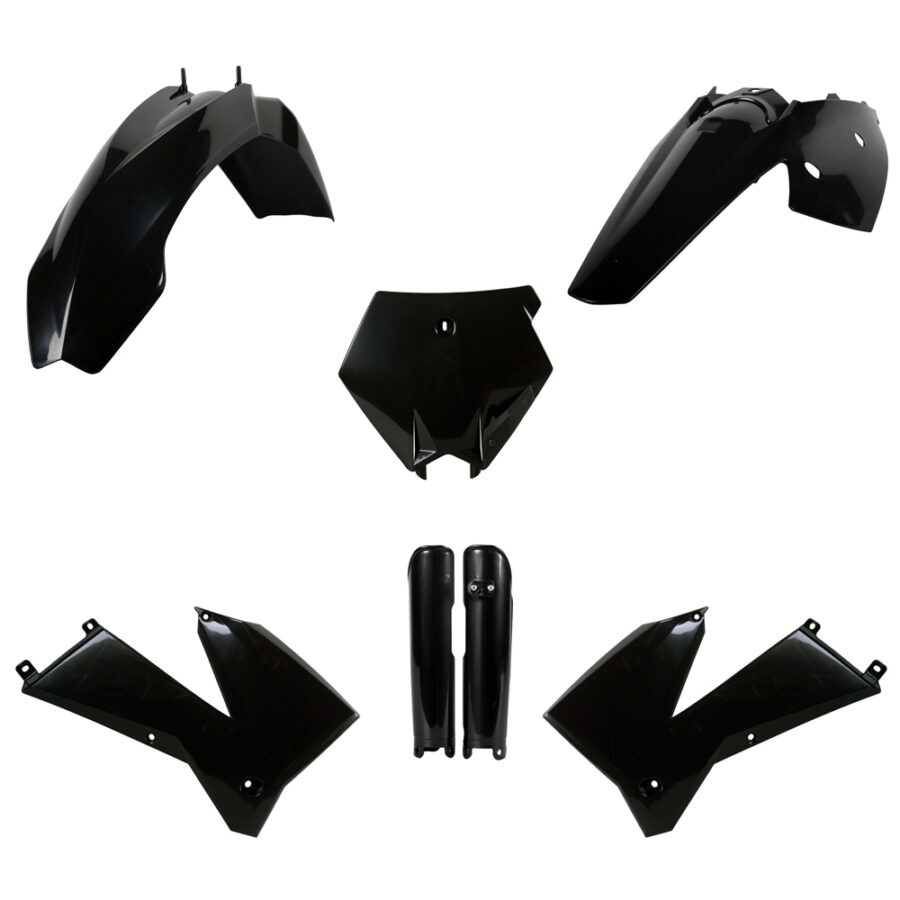 BOX KIT INC FORK GUARDS KTM SX 05-06, EXC 05-07 BLACK