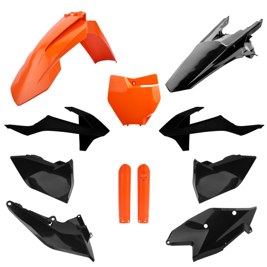 BOX KIT INC FORK GUARDS KTM SX/SX-F/XC/XC-F 16-18, SX250 17-18 ORANGE/BLACK