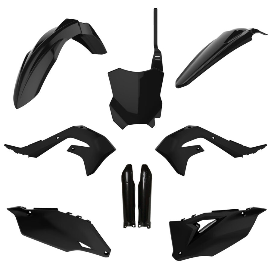 BOX KIT INC FORK GUARDS KAWASAKI KX250F 21-24, KX450F 19-23 BLACK