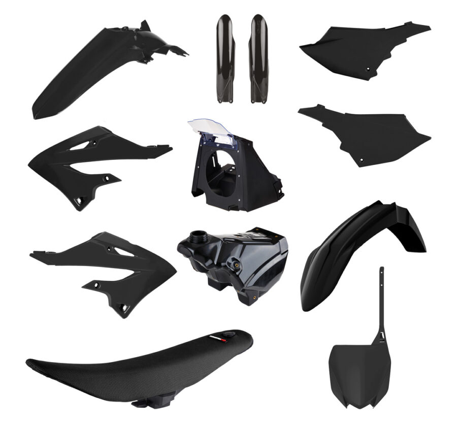 BOX KIT YAMAHA YZ125/250 02-21, RESTYLE KIT 3 INC TANK & SEAT (22-25) BLACK