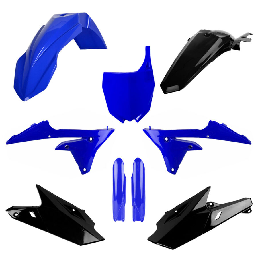 BOX KIT INC FORK GUARDS YAMAHA YZ250F 14-18, YZ450F 14-17 BLUE/BLACK