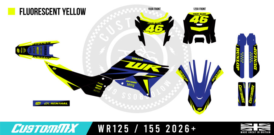 Enrage Fluoro/Blue Series - 2026+ Yamaha WR125 / WR155 Graphics kit