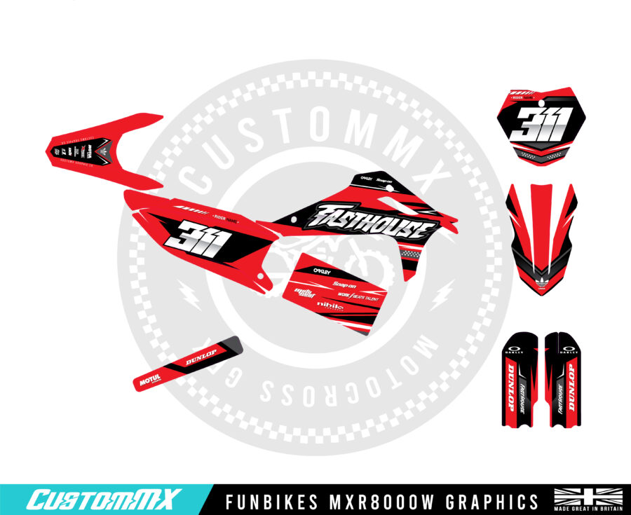 Havana (Red) Series - Funbikes MXR 8000 Graphics Kit
